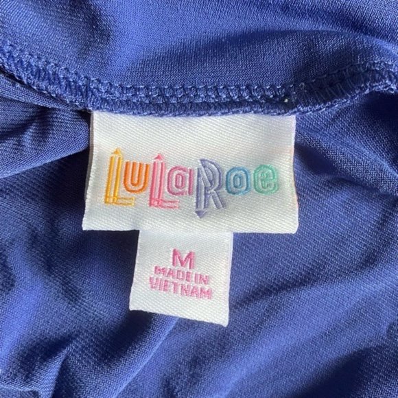 LuLaRoe Azure Skirt Medium BNWT Periwinkle Blue Purple Slinky Strapless Top - Picture 7 of 8